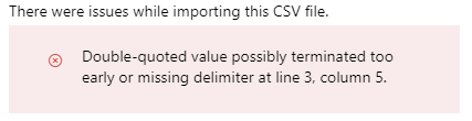 Issues while importing this CVS file on Azure DevOps