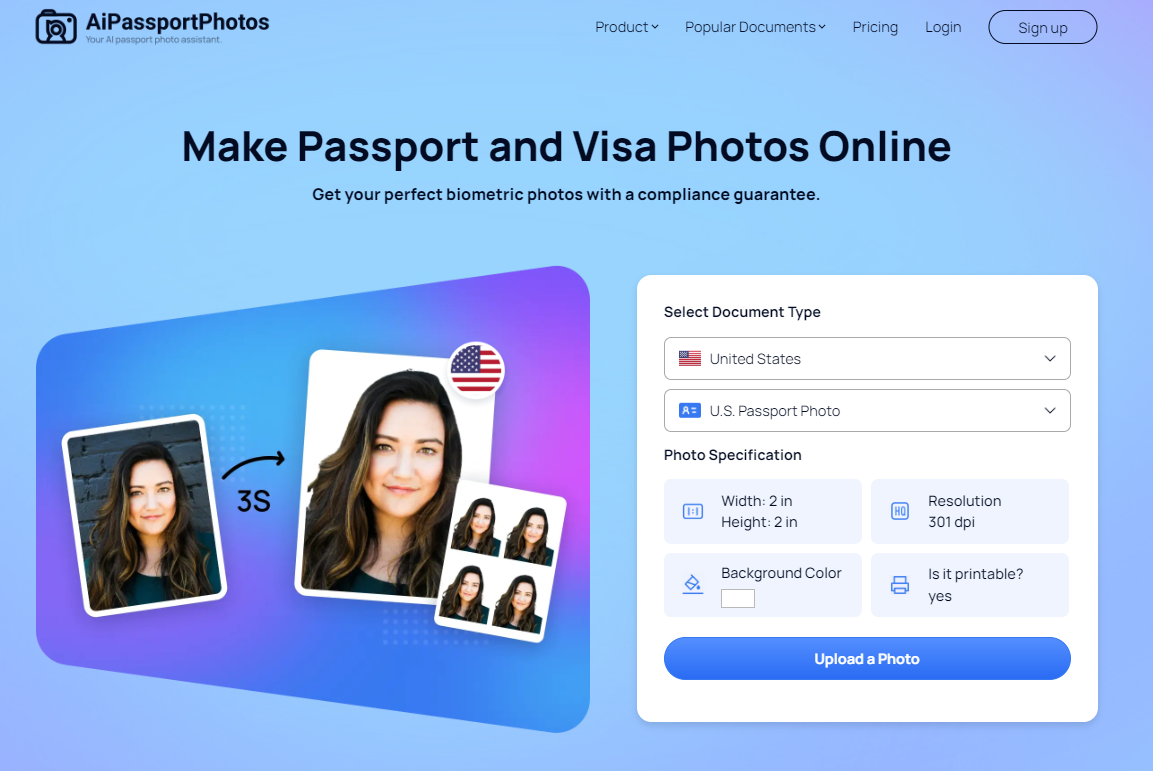 Make passport and visa photos online