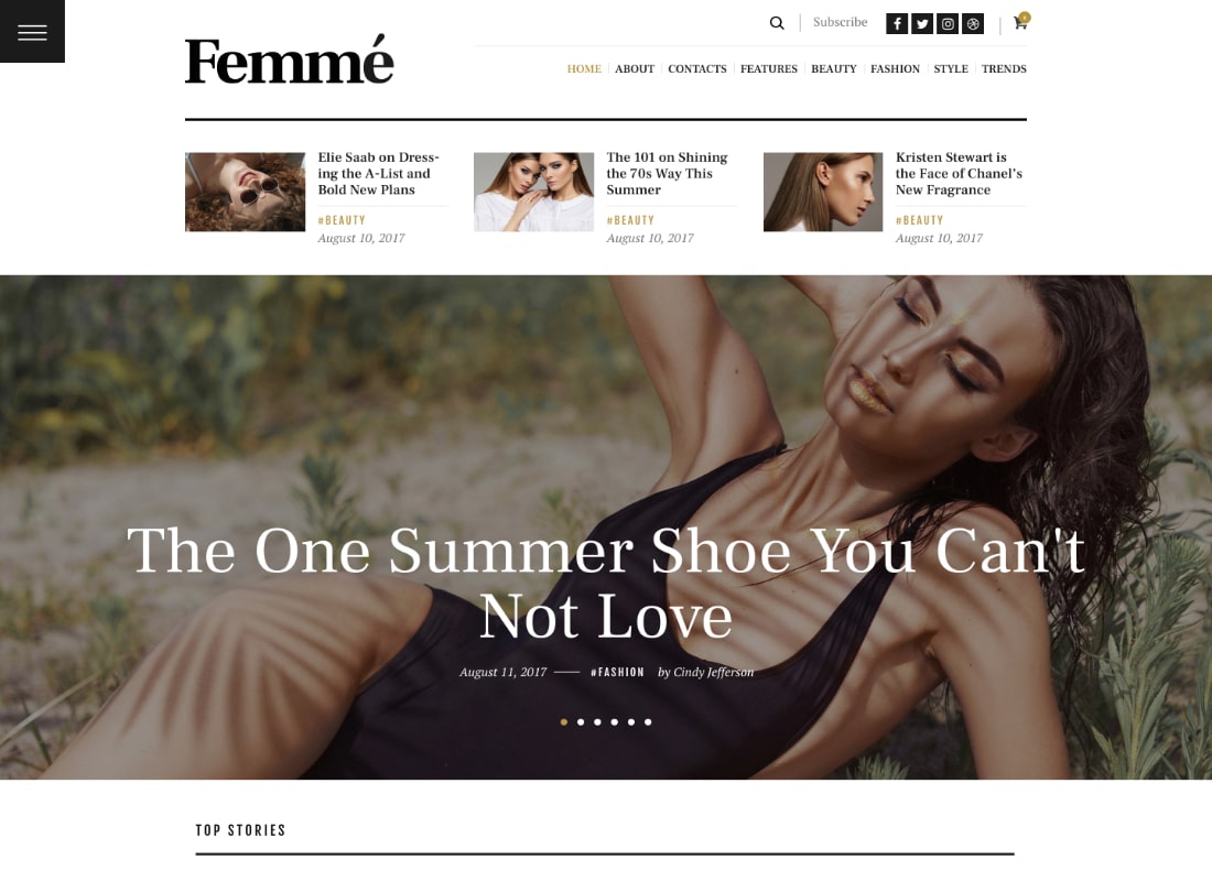 Femme |  Un tema de WordPress para revistas en línea y blogs de moda