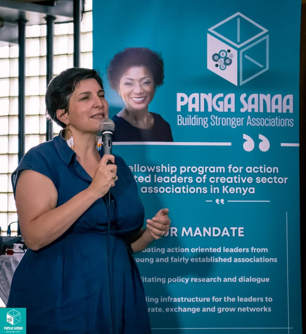 Alix Masson speaking at Panga Sanaa Fellowship launch