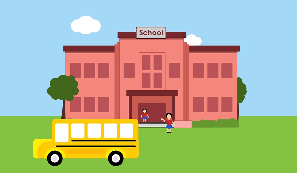 School, Vector, Students, Bus