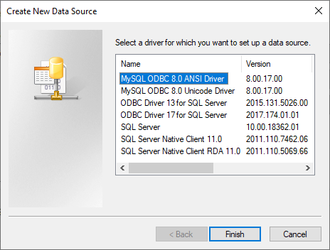 Creating a New Data Source using ODBC Driver