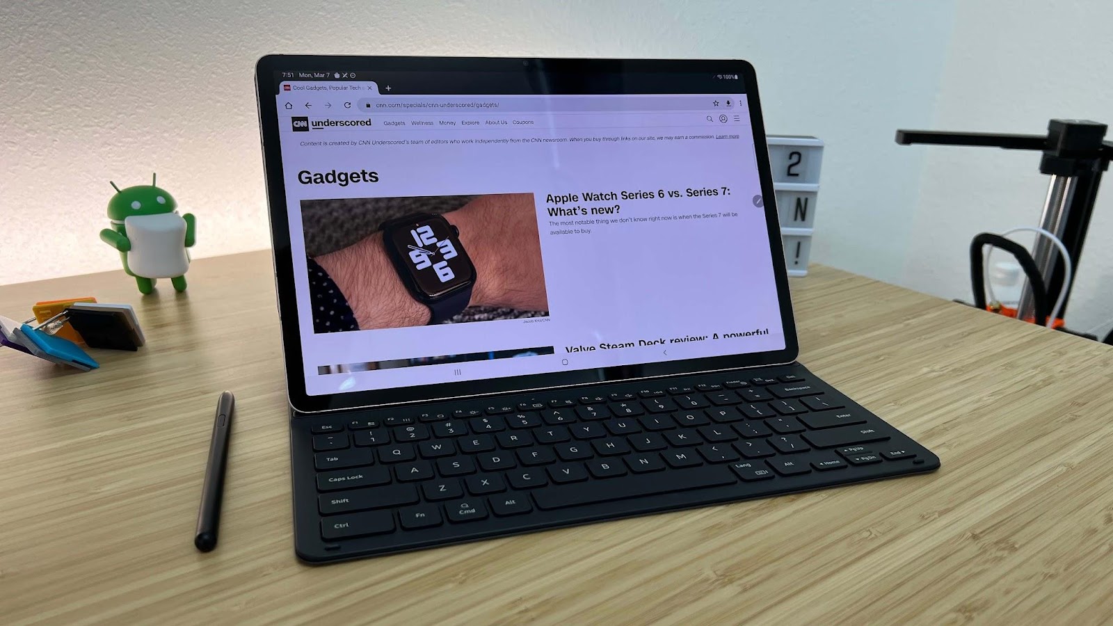 This image shows the Samsung Galaxy Tab S8+ on the table.