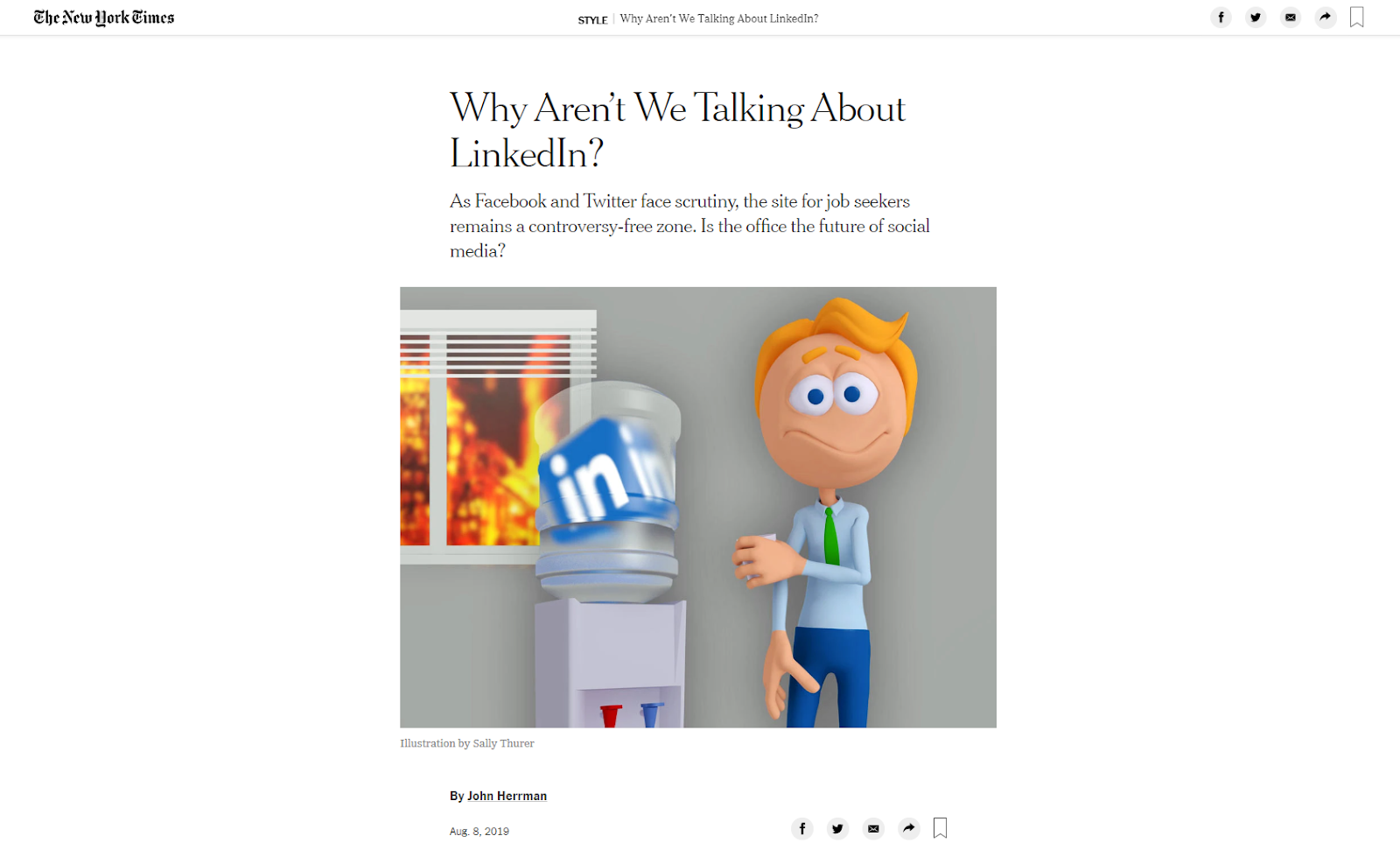 New York Times' article about "Why aren't we talking about LinkedIn?"
