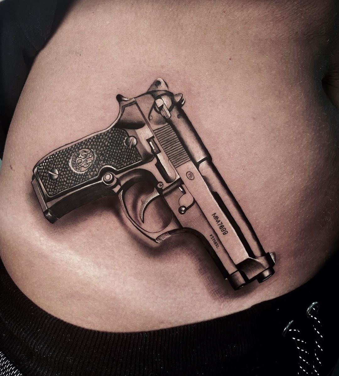 3D Gun Tattoo