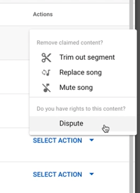 Start the dispute process in YouTube