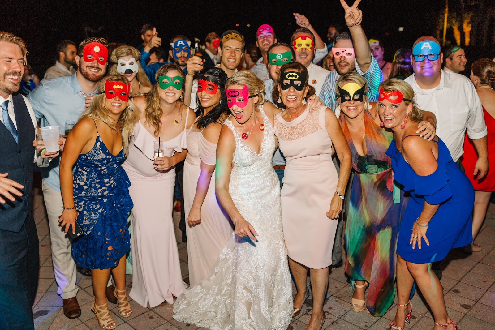 Sarah Colburn Matt Audibert Destination Wedding Planning Superhero Masks Theme