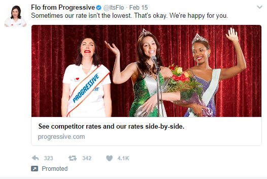 Progressive twitter ad example