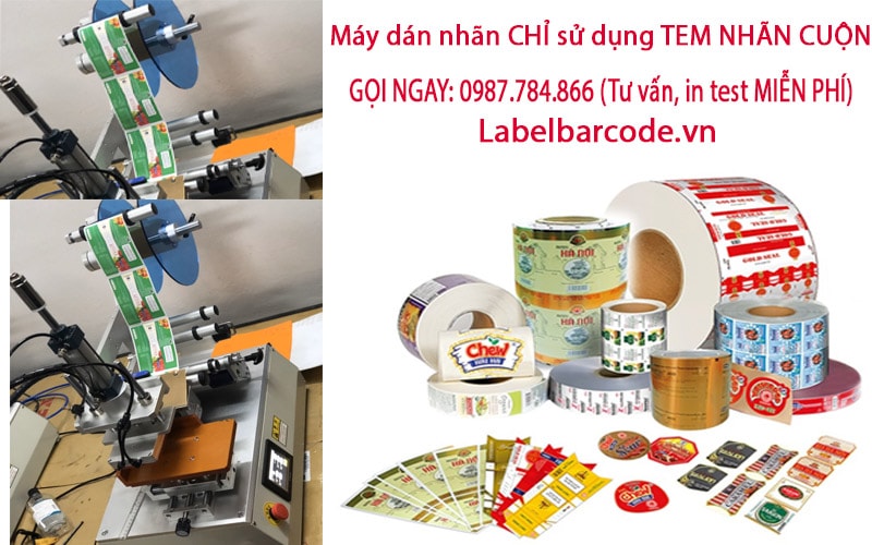 tem nhãn decal cuộn sử dụng máy dán nhãn