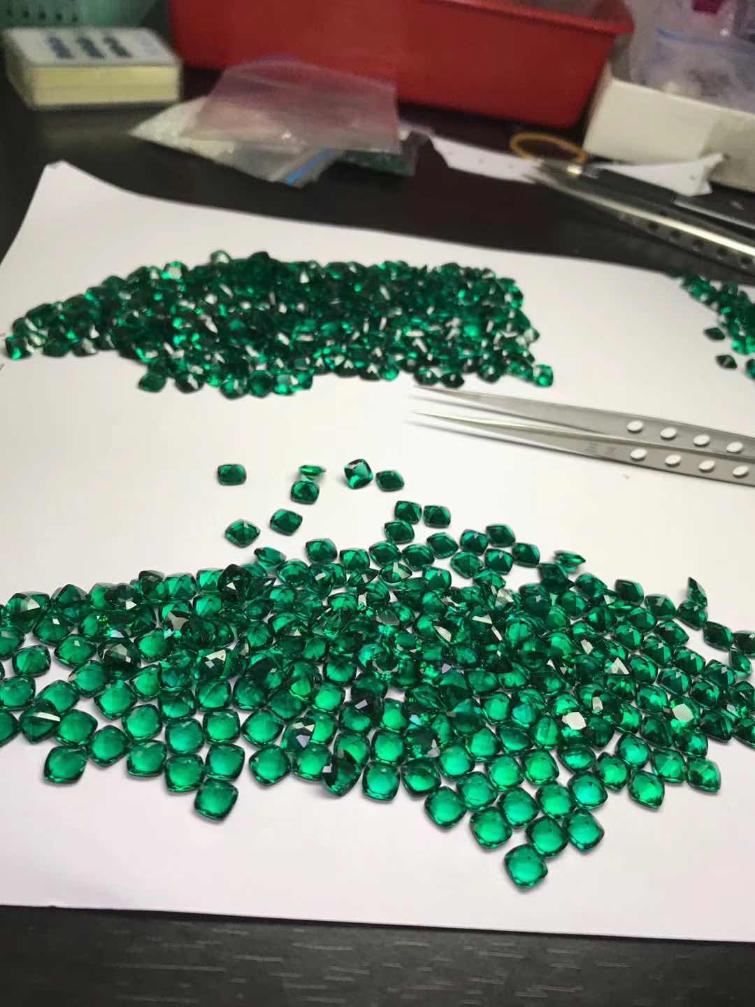 Lab created Hydrothermal Emerald Green gemstones for your jewelry designs