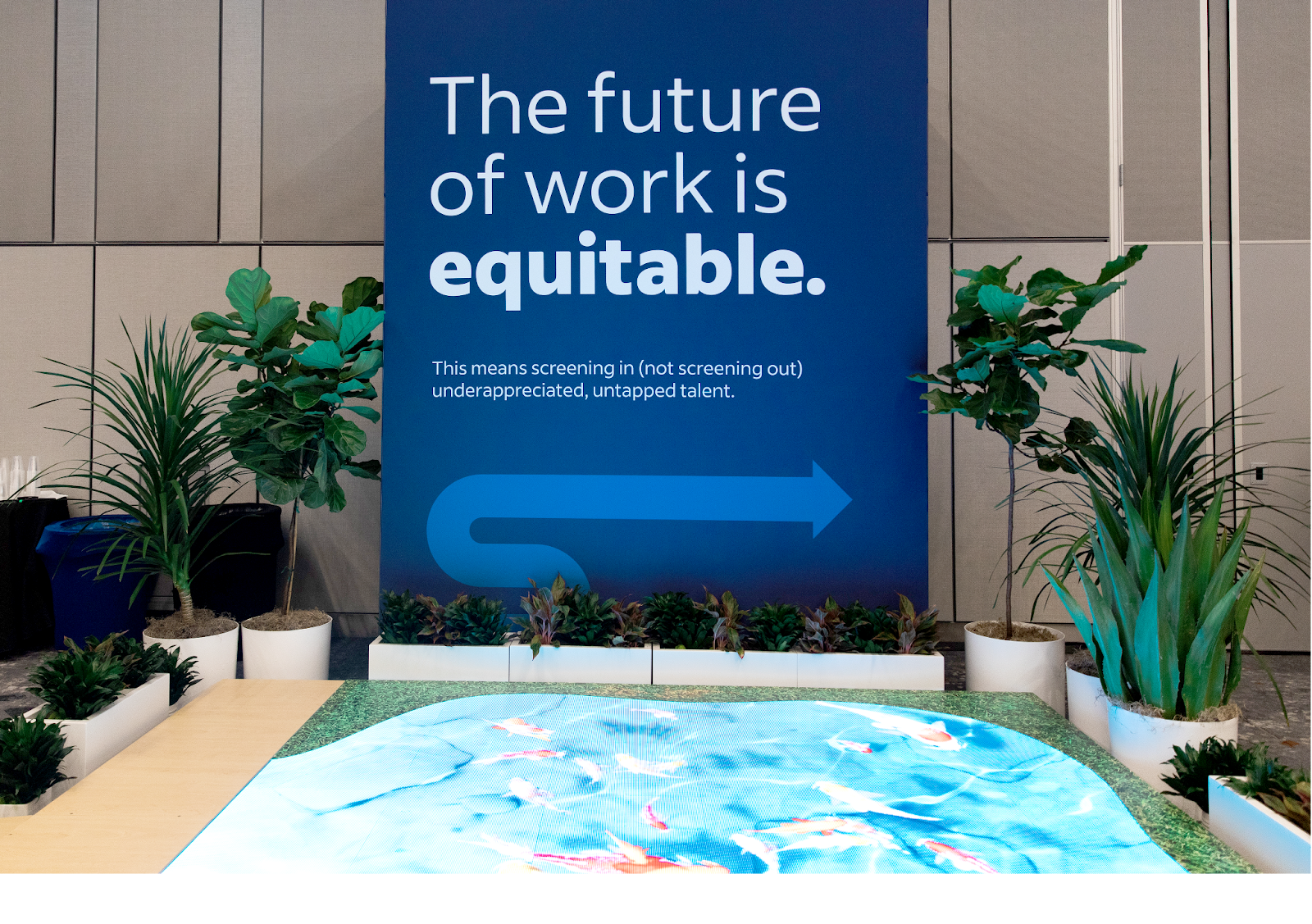Image shows a banner from Futureworks that says "The future of work is equitable. This means screening in (not screening out) under appreciated, untapped talent."