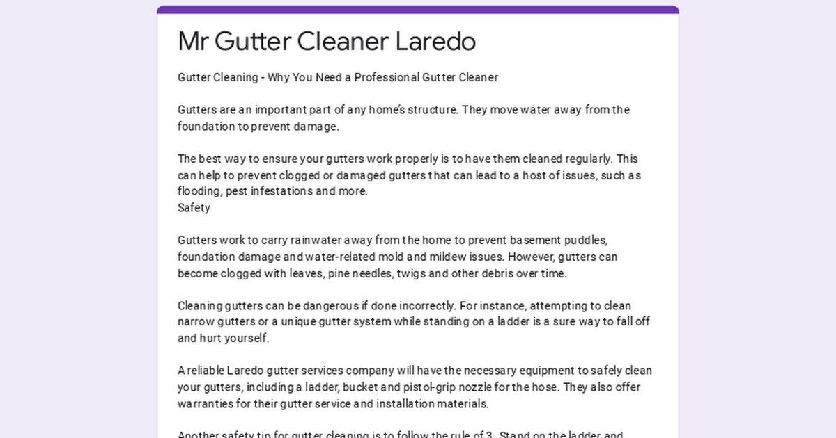 Mr Gutter Cleaner Laredo