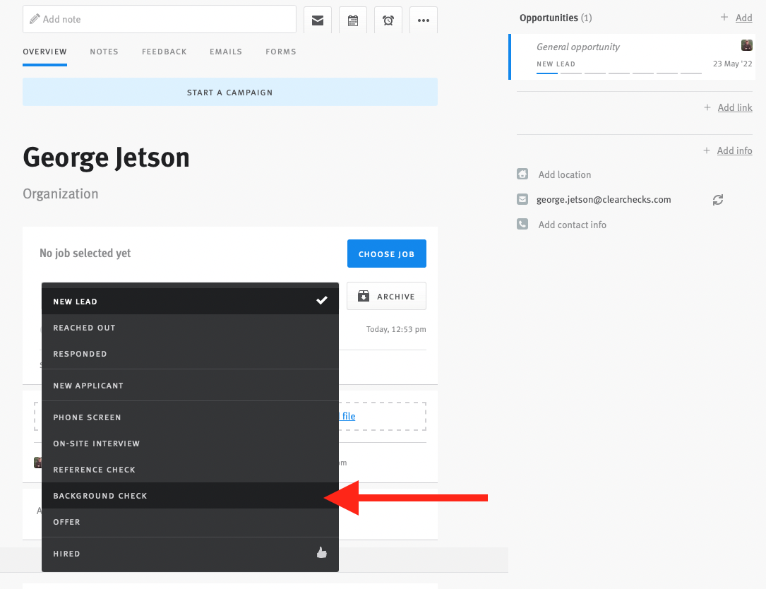 Lever ClearChecks Integration