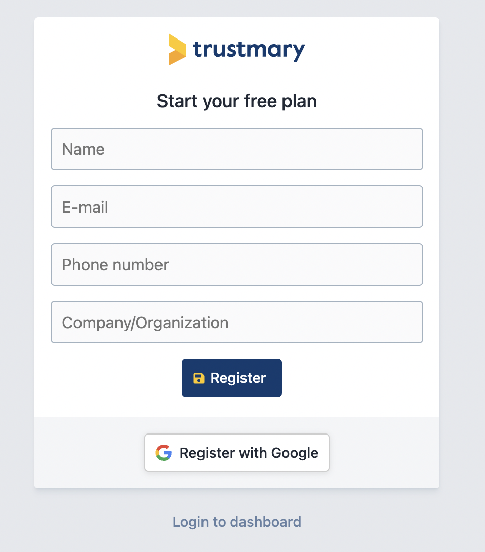 register to trustmary for free