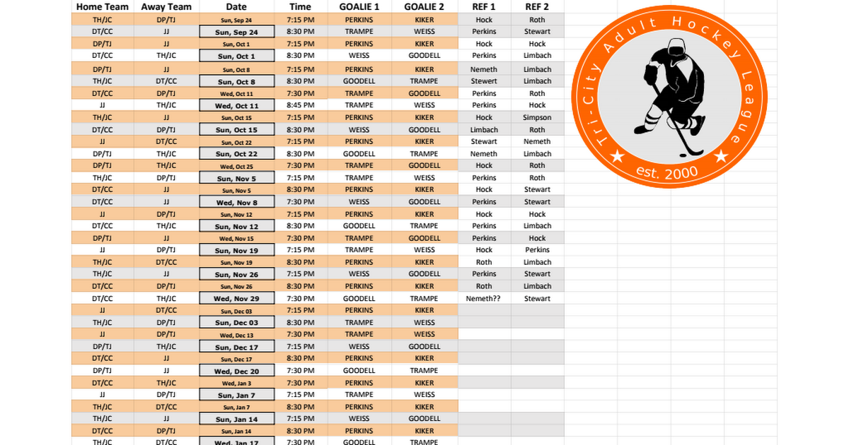 Referee Schedule - Google Sheets