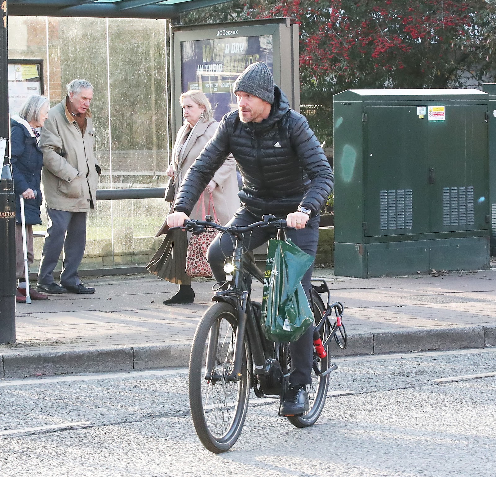 Erik ten Hag was spotted cycling through Hale Village