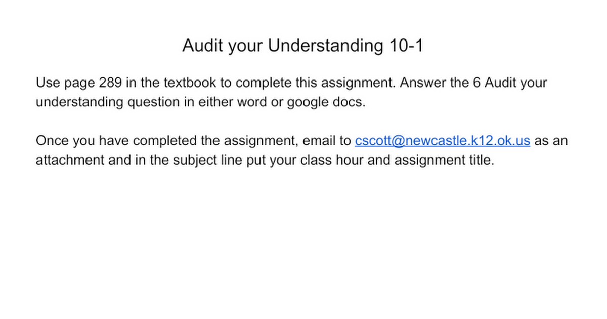 assignment audit your understanding 9 1 (practice)