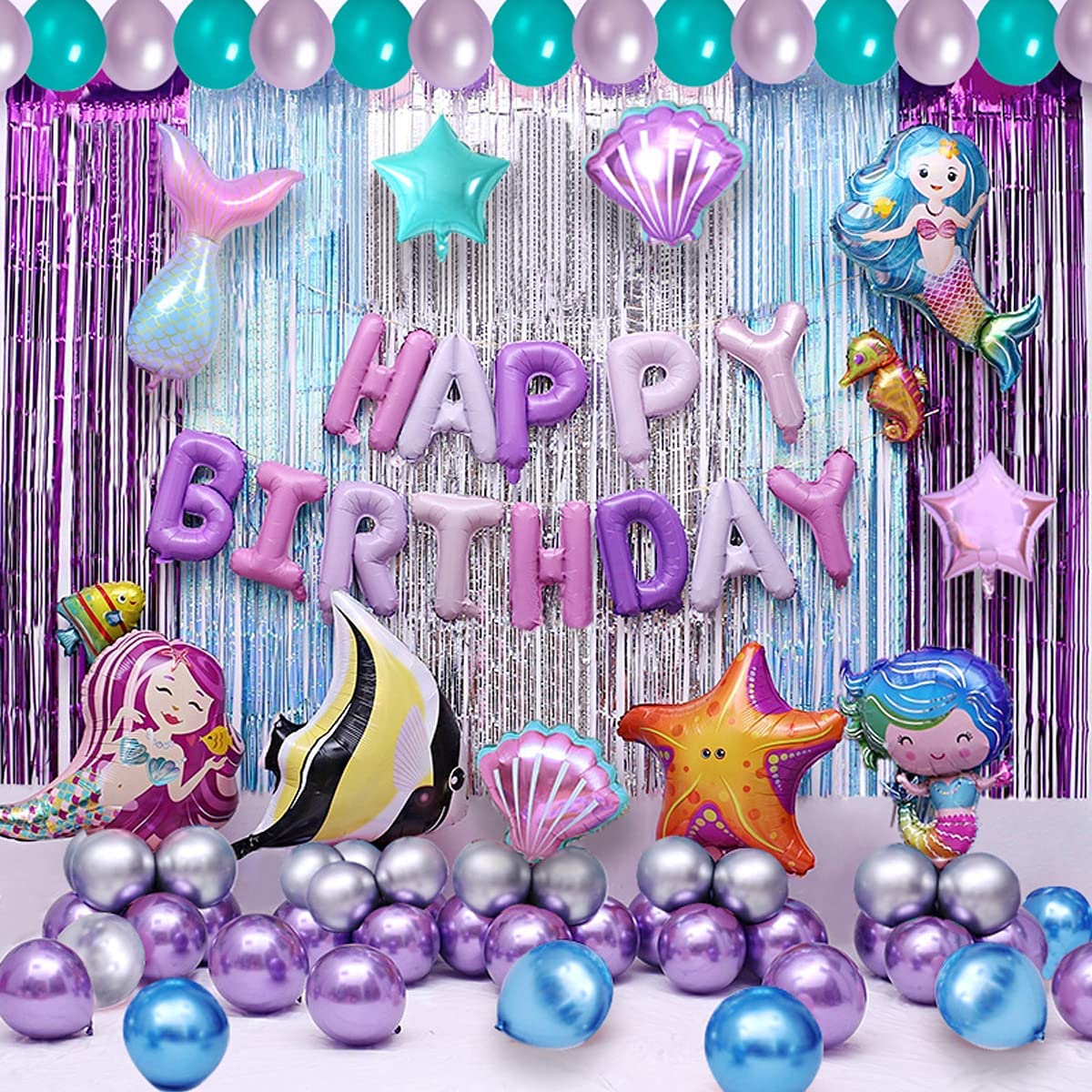Mermaid Theme Balloon Decoration For Birthday Girl