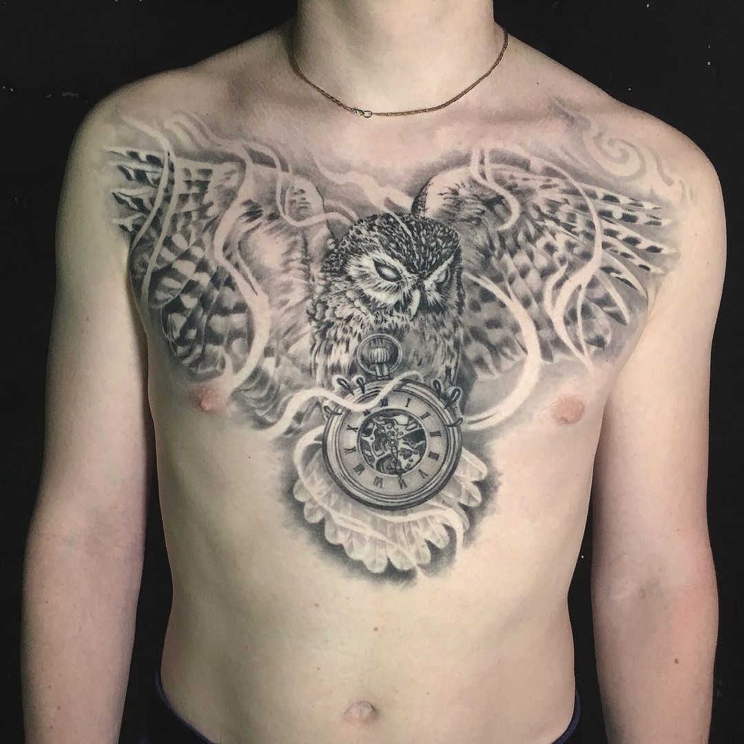 owl tattoos on chest