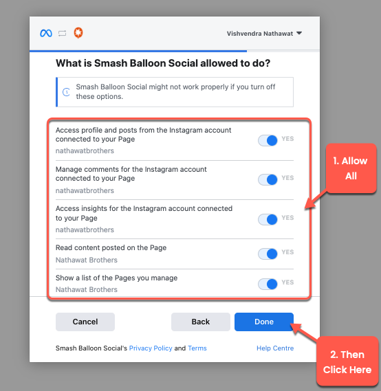 Allowing permissions