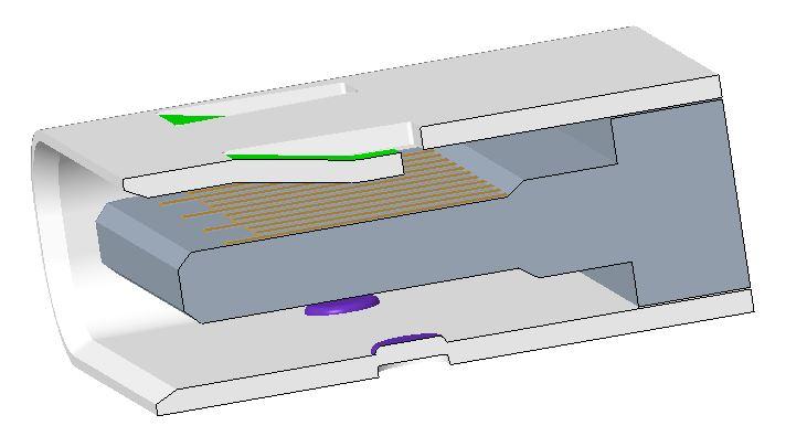 外部屏蔽 Shell 一面帶凸包，另一面帶彈片，內部兩面不帶 EMC Pad 設計的 USB Type-C Receptacle ----------可認證