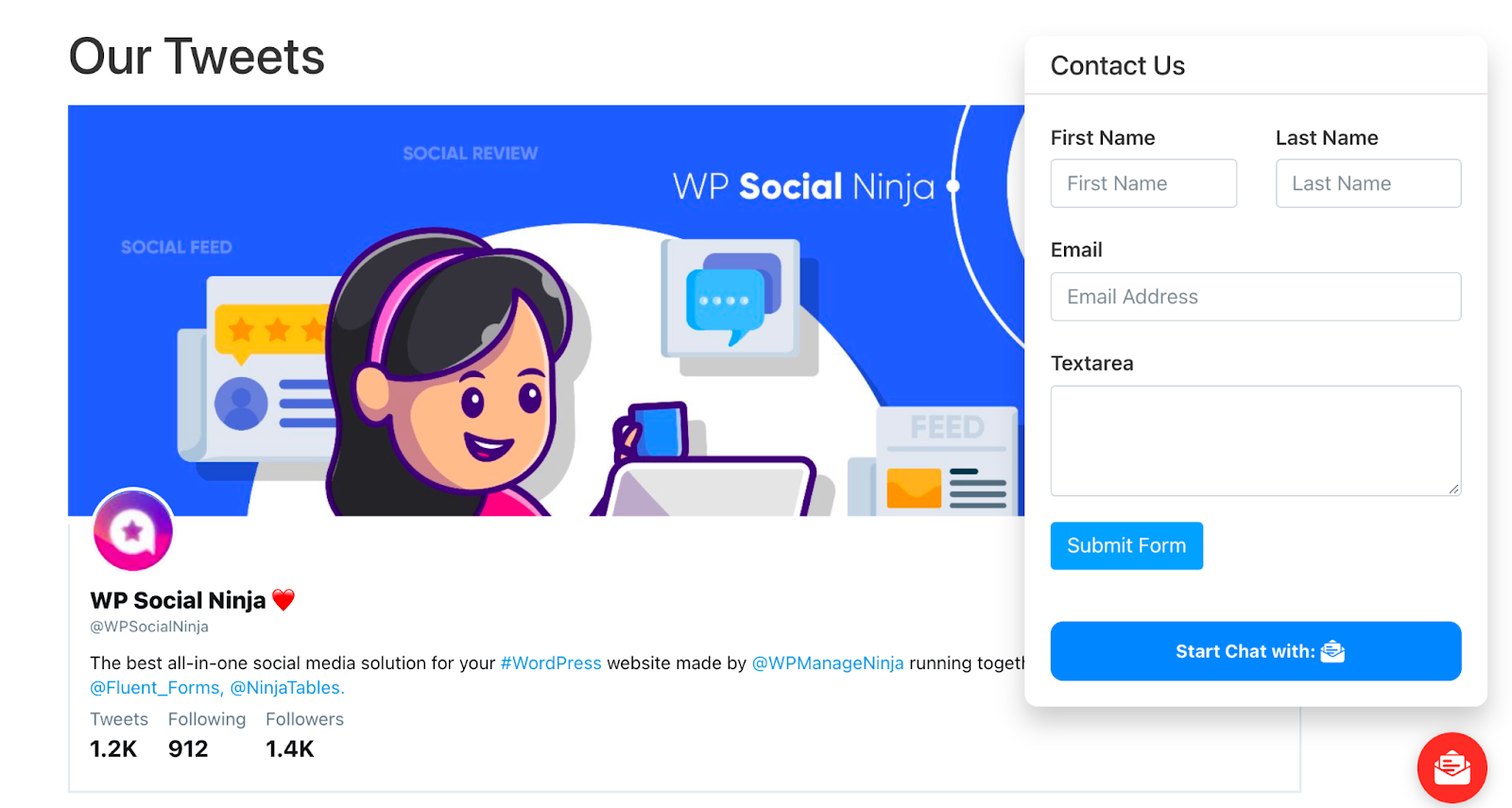 WP Social Ninja 3.2.0 chat box