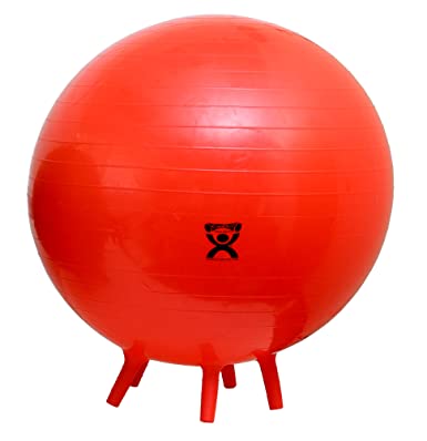 CanDo Non-Slip Inflatable Exercise Ball with Stability Feet for Exercise, Workout, Core Training, Stability, Yoga, Pilates and Balance Training in Gym, Office, Home or Classroom. Red, 30" (75 cm)