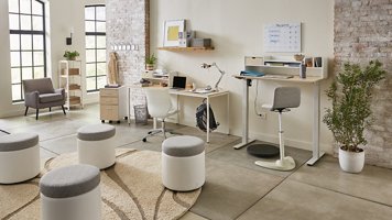 Brite Collection two-person desk setup shown at a wide angle