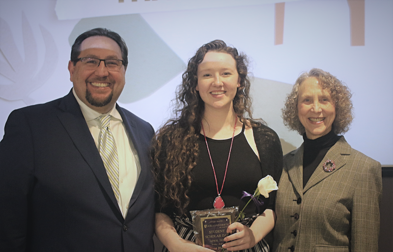 1st Place Oral Presentation Winner Alison Prettyman with mentor Sue Ellen McCalley, Ph.D., and Vice President of Academic Affairs Ted Whapham, Ph.D.