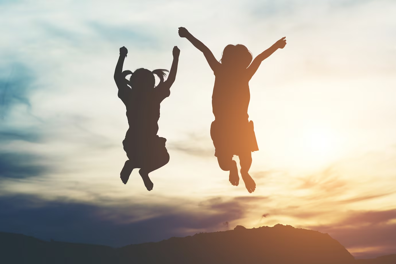 two girls having fun in nature