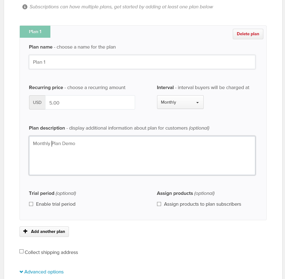Adding a subscription plan on Payhip