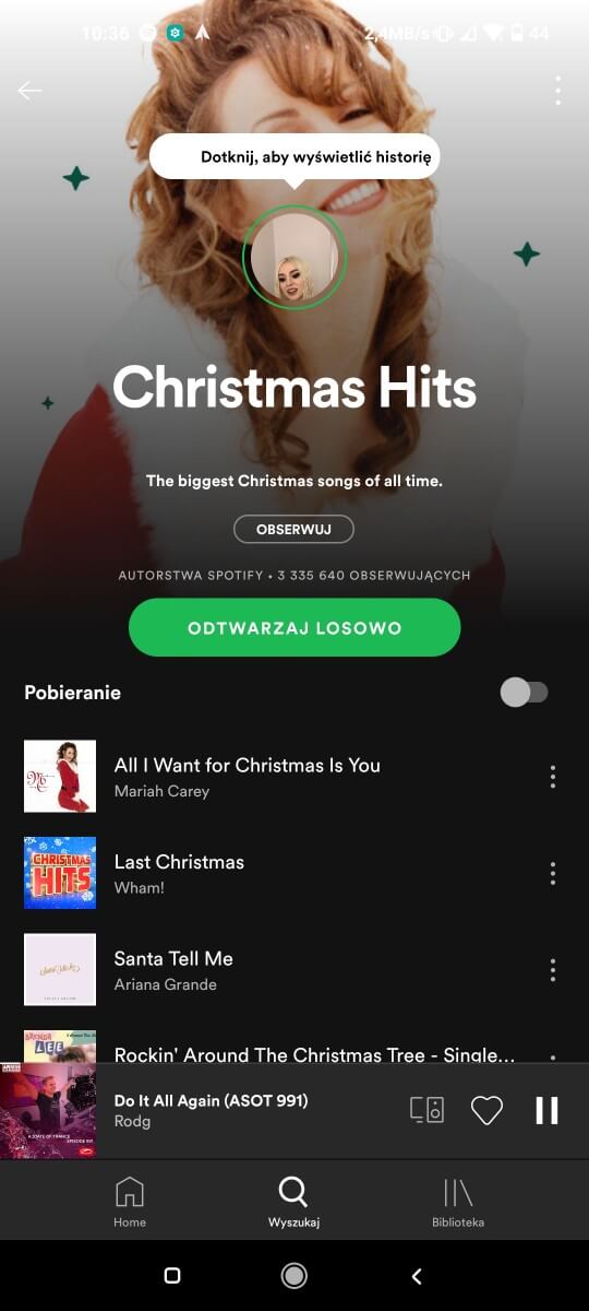 Media społecznościowe - Spotify screen