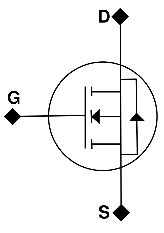 Drain, Source, and Gate pin of a MOSFET