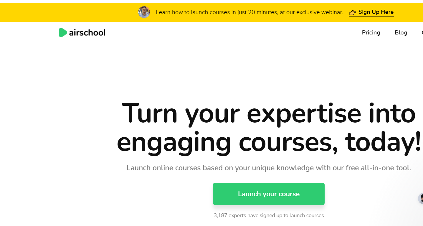 Screenshot of Airschool - Cohort Based Course Platform