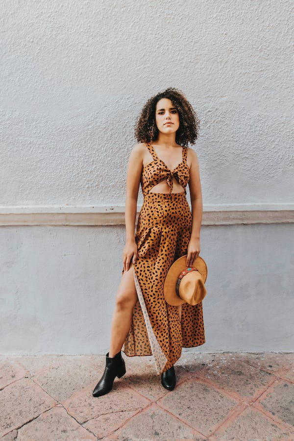 Black Booties with a Chic Printed dress