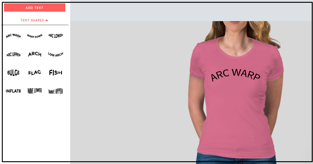 A woman wearing light pink shirt with arc warp written in front