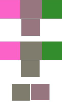 We’ll have brown and gray shades if mix pink and green. - Quora