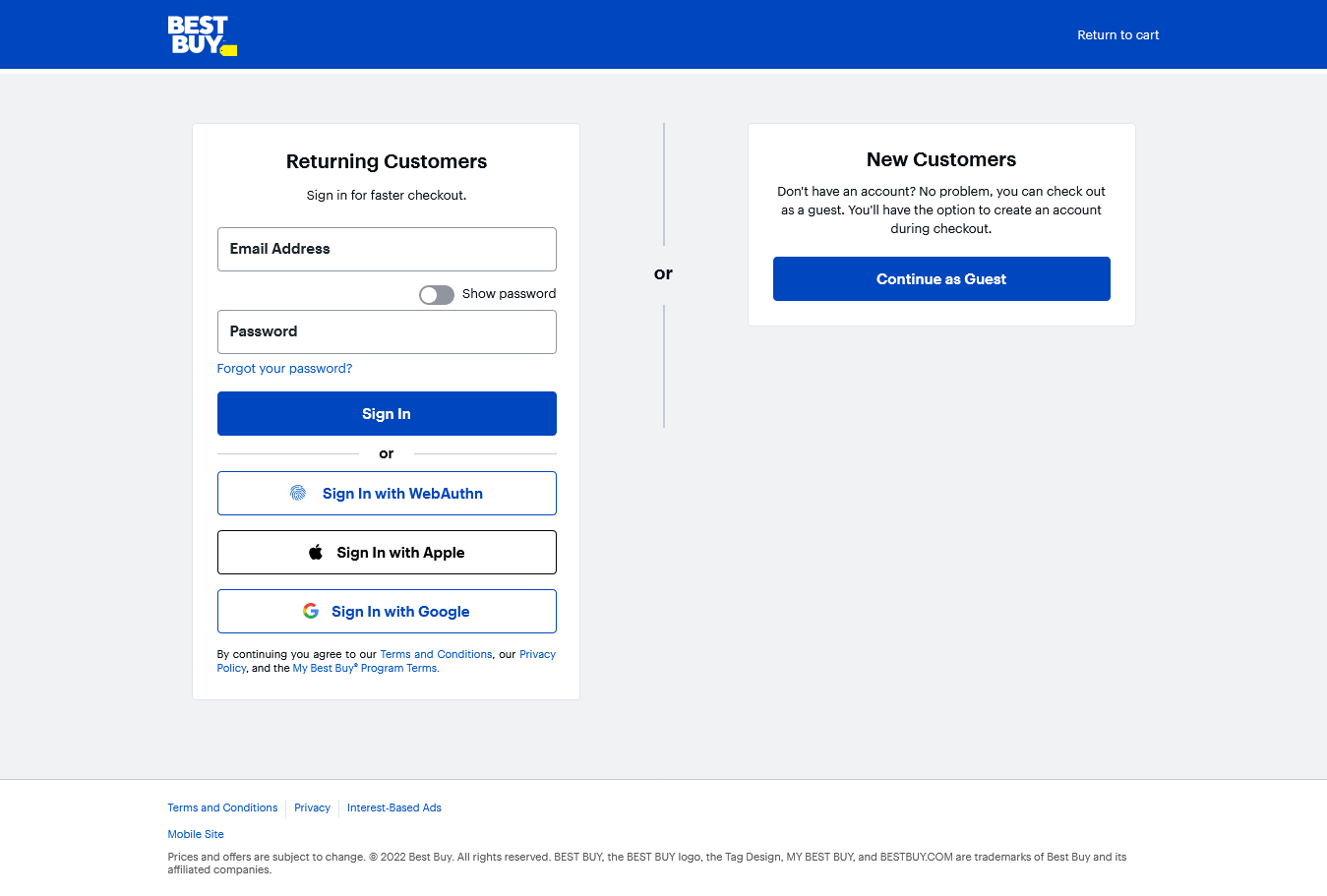 A screenshot from best buy to demonstrate the Registration option for guest posting