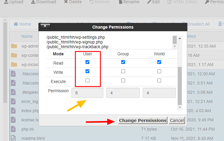 Modify wrong file permissions 
