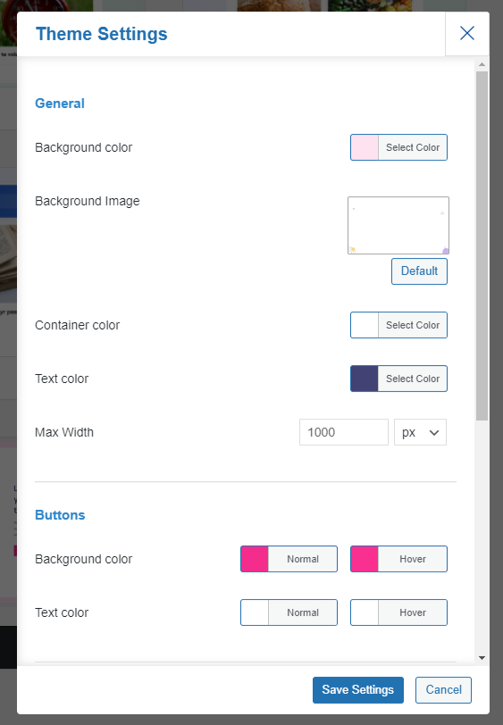 Sigma Theme Settings