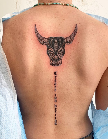 Bull tattoos on back