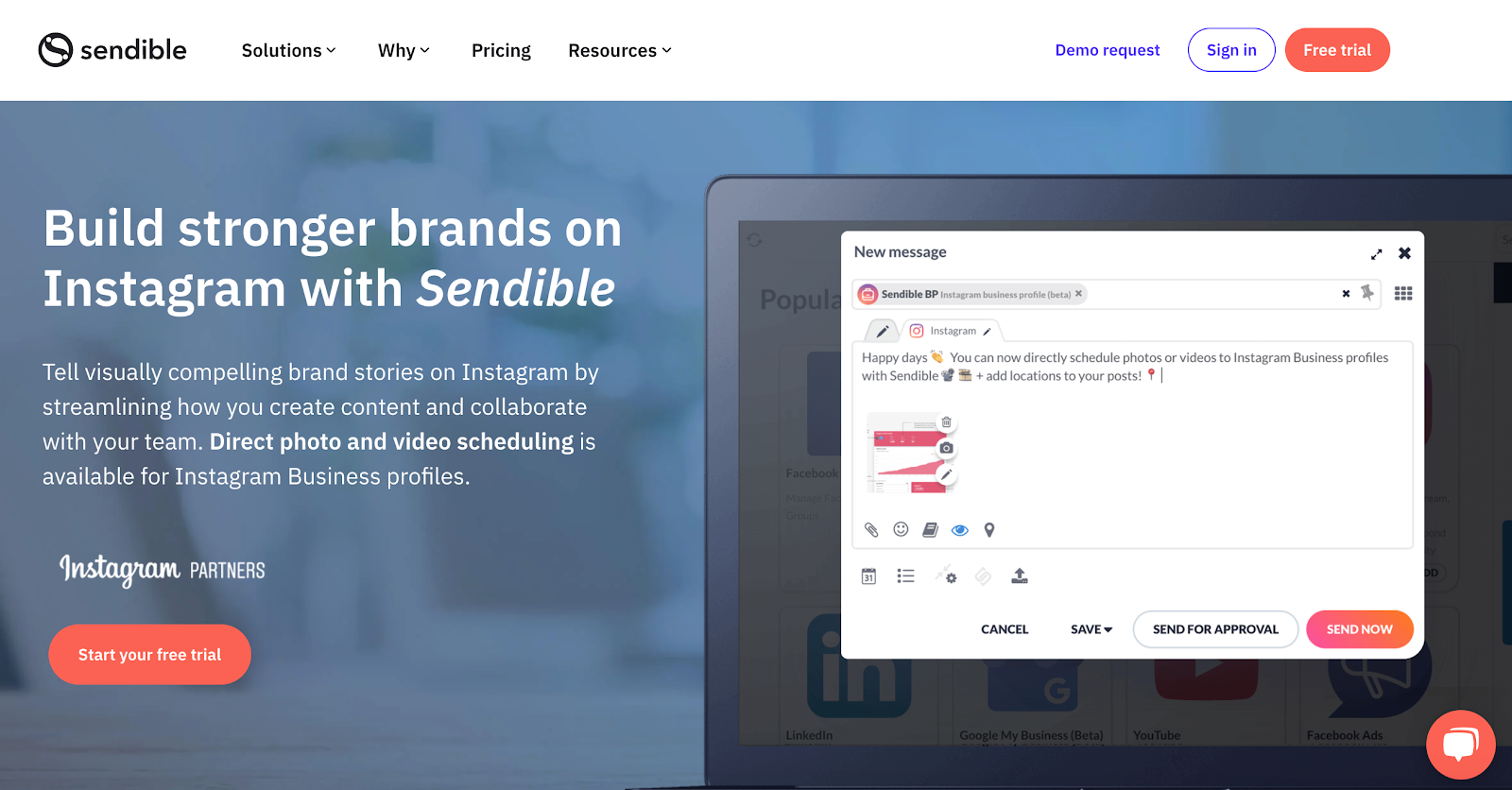  Sendible service page example