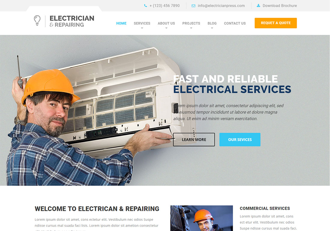 Electricista y reparación - HTML