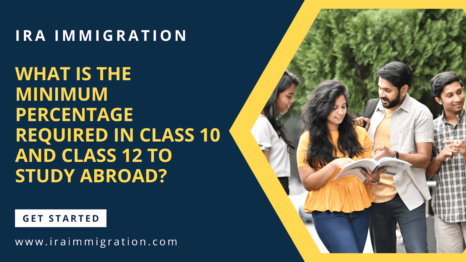 Percentage required in class 10 and class 12 to study abroad