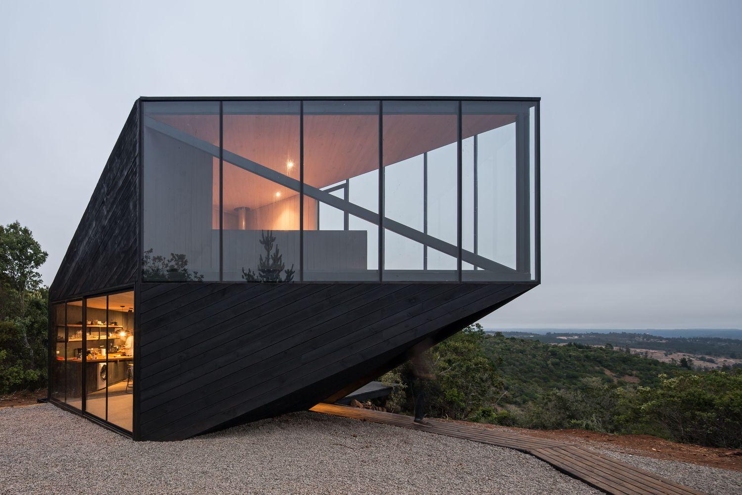 Beautiful Glass Cubic Hillside House Project