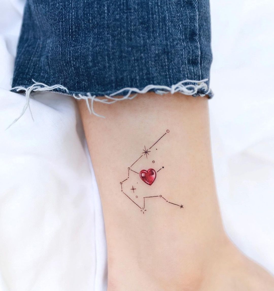 Aquarius Constellation Design With Heart Symbol