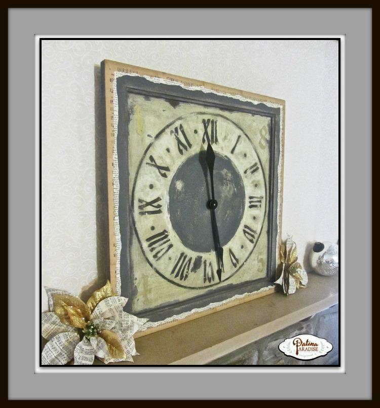 Cupboard Door Turned Clock with Patina