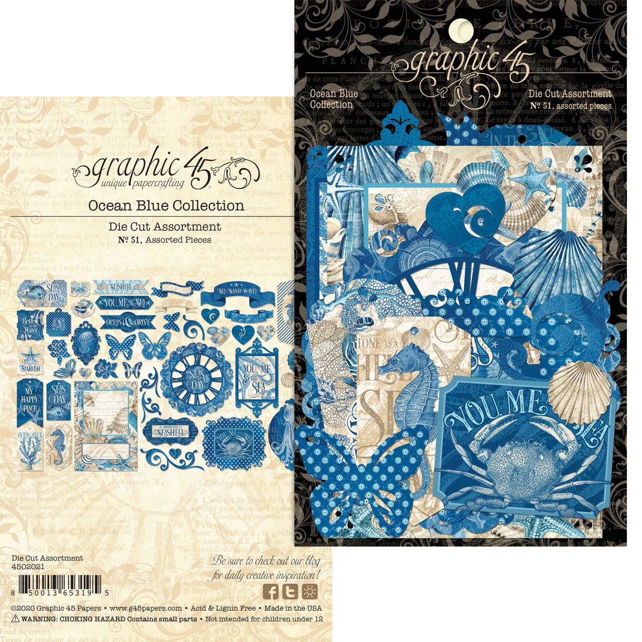 Graphic 45 Ocean Blue 12 X 12 Collection Pack With Sticker 