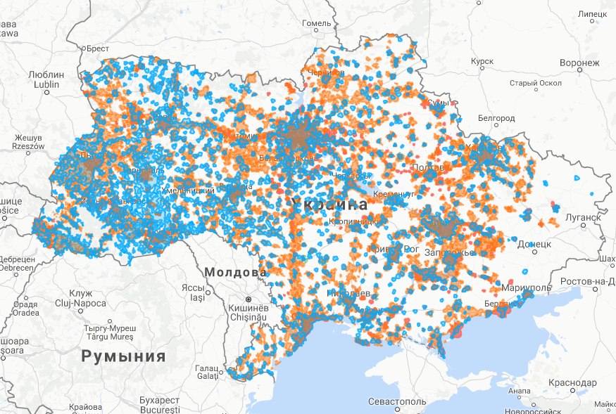 Мобильная сеть Украина. Зона покрытия интернета в Украине карта. Водафон покрытие связи.